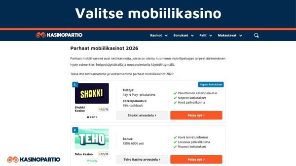 Valitse mobiilikasino
