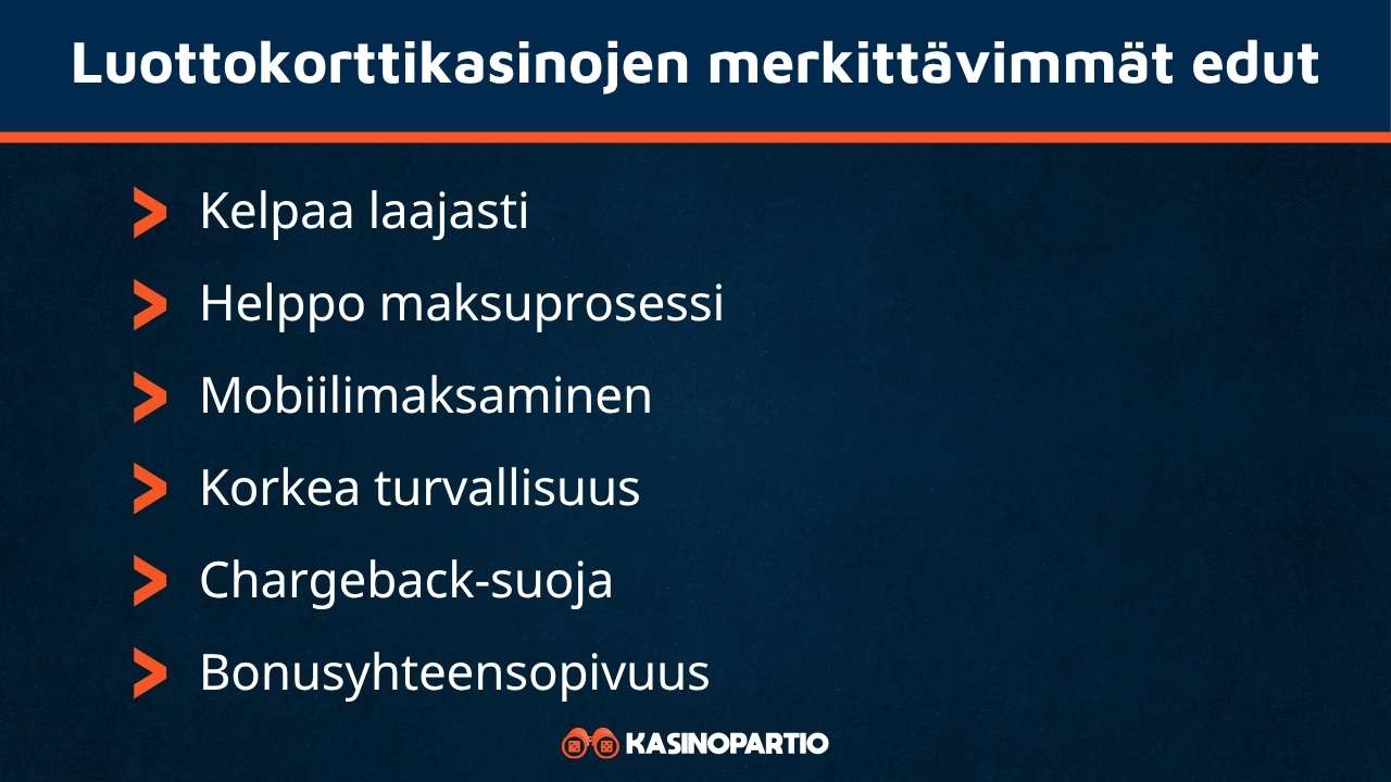 luottokorttikasinot edut