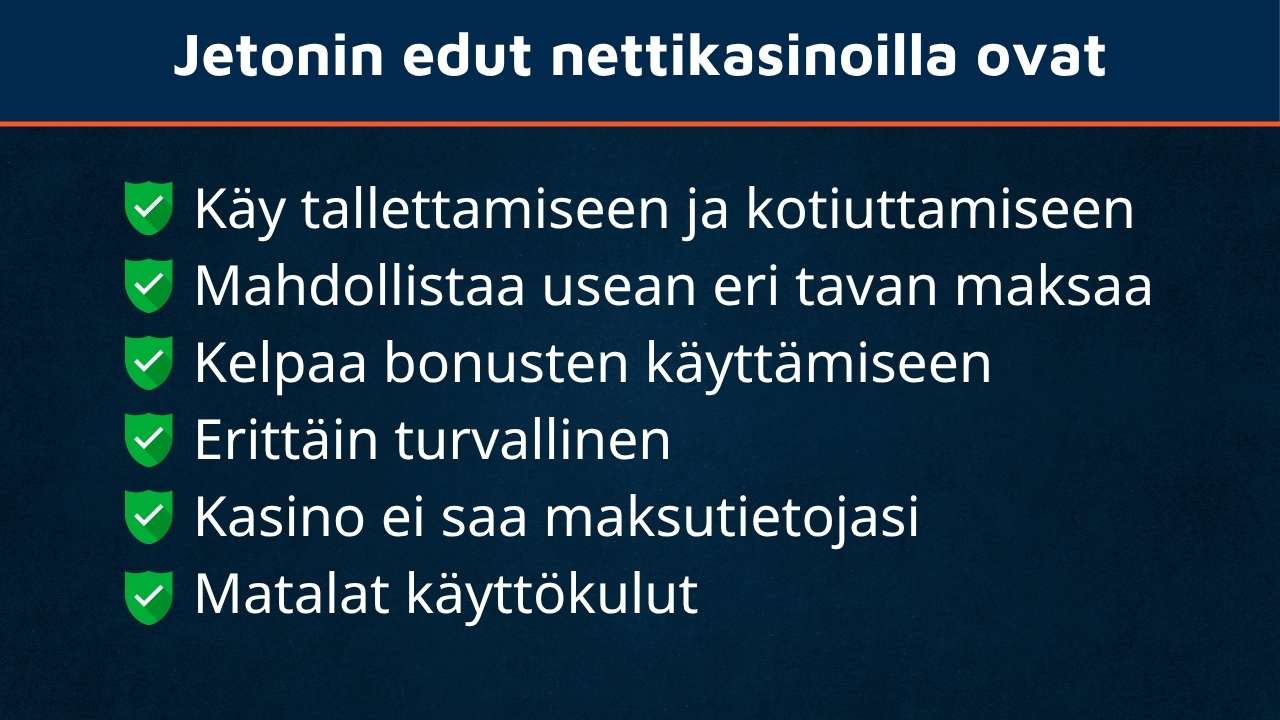 Jetonin edut nettikasinoilla