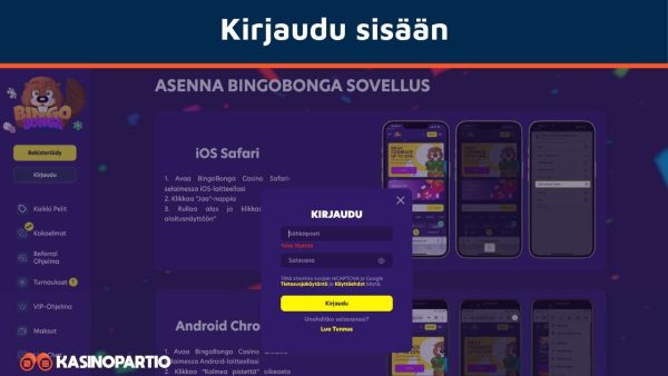 Kirjaudu kasinosovellukseen