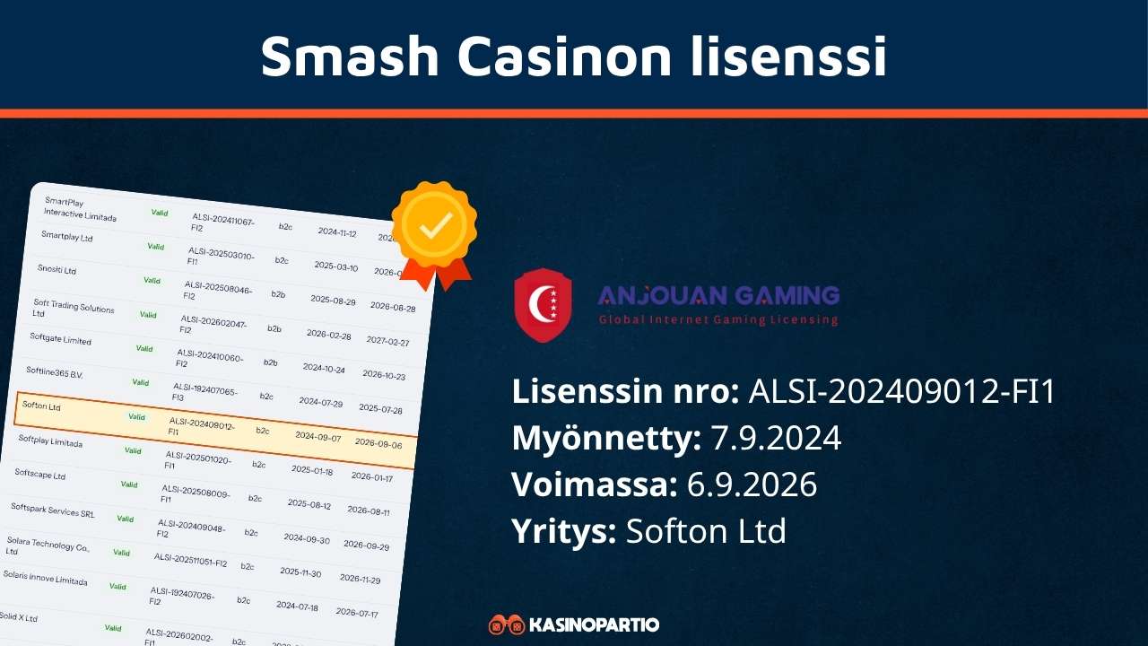 Smash Casinon lisenssi