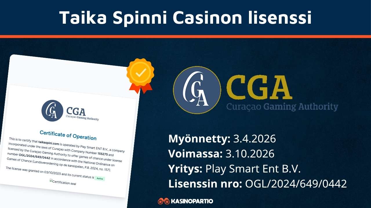 TaikaSpinni-kasinon lisenssi