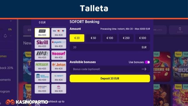 Talleta sovelluksen kautta