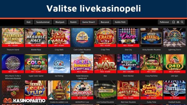 Valitse livekasinopeli