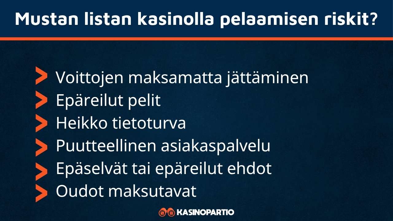 Syyt, miksi kasino mustalistataan