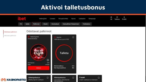 Aktivoi talletusbonus