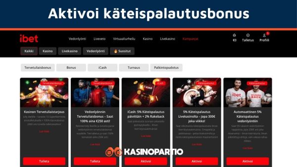 Aktivoi cashback bonus