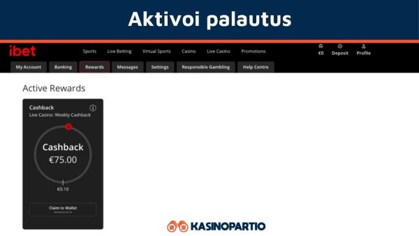 Aktivoi käteispalautus