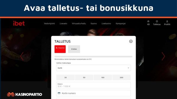 Avaa ikkuna bonuskoodin syöttämistä varten