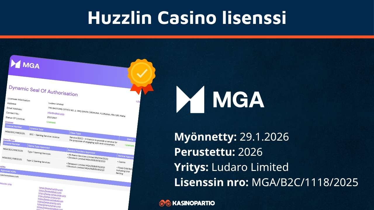 Huzzlin kasinon lisenssi