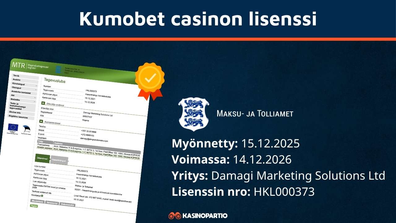 Kumobet kasinon lisenssi