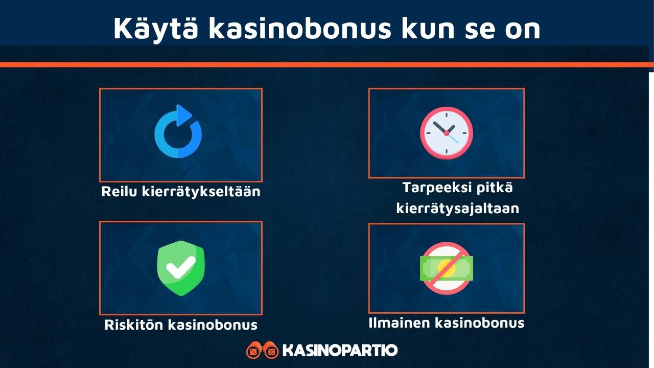 Käytä kasinobonukset näissä tapauksissa.
