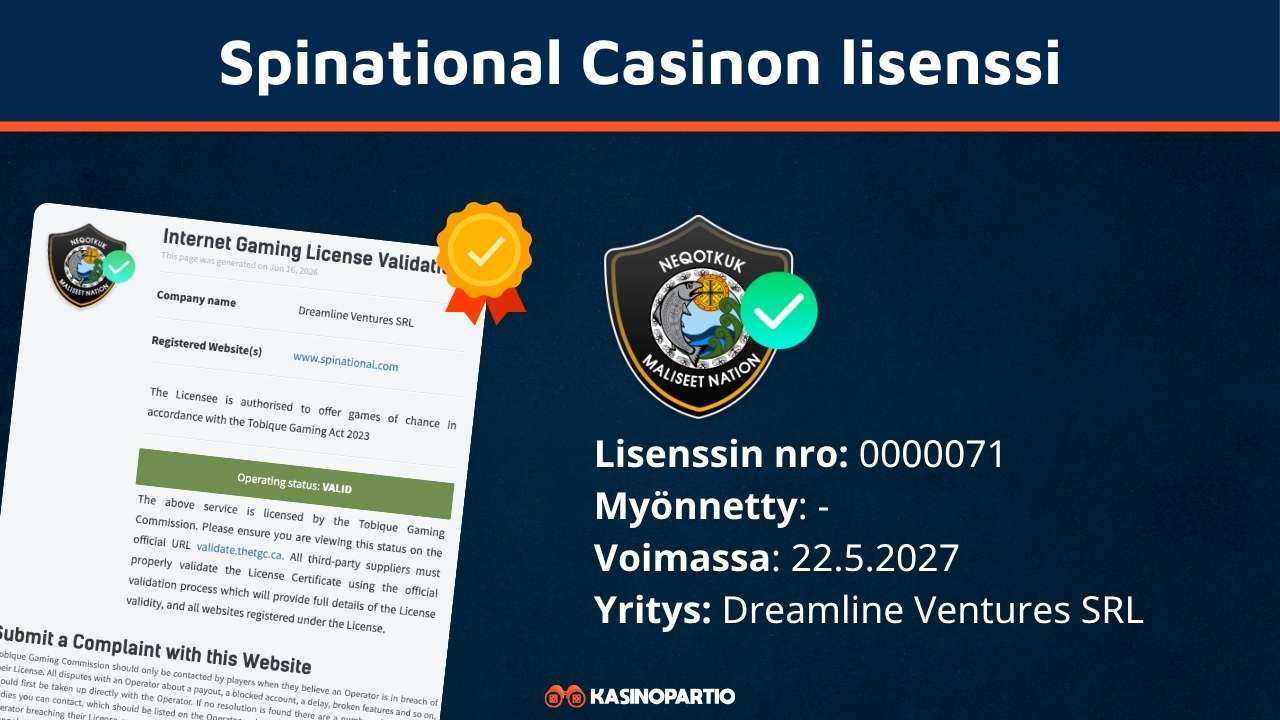 Spinational Casinon lisenssi