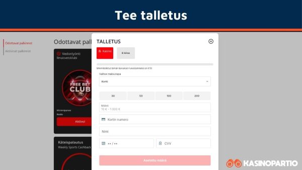 Tee talletus bonusta varten
