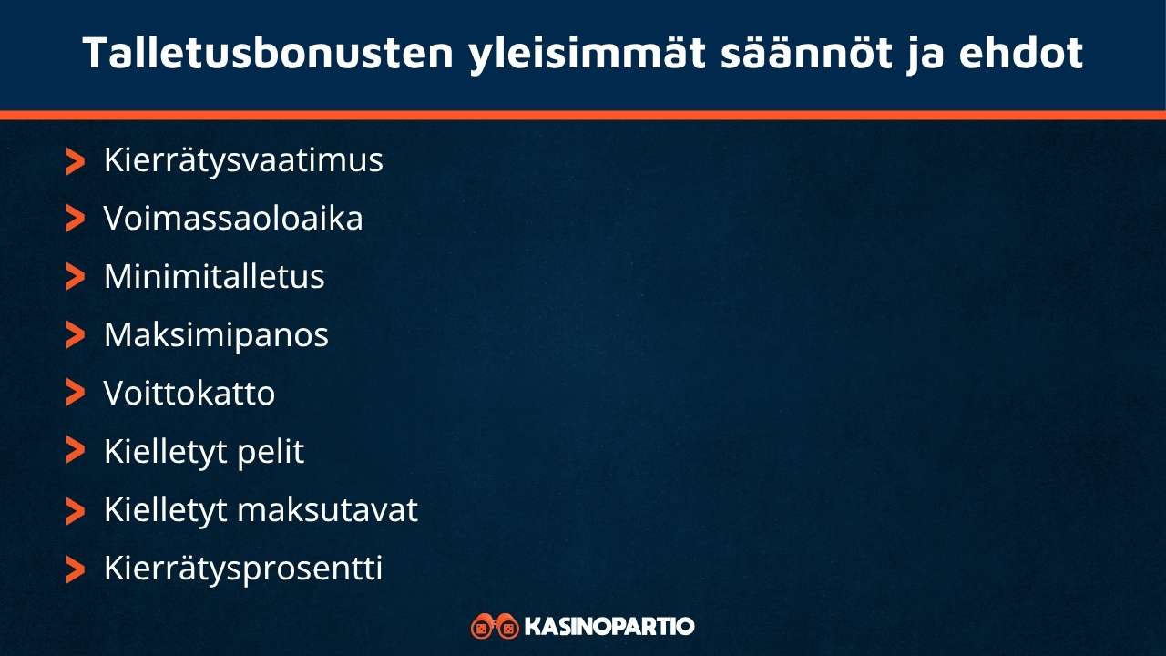 Talletusbonus sisältää nämä säännöt ja ehdot
