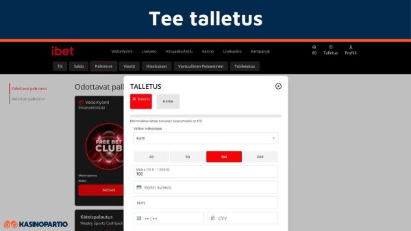 Tee talletus kasinolle