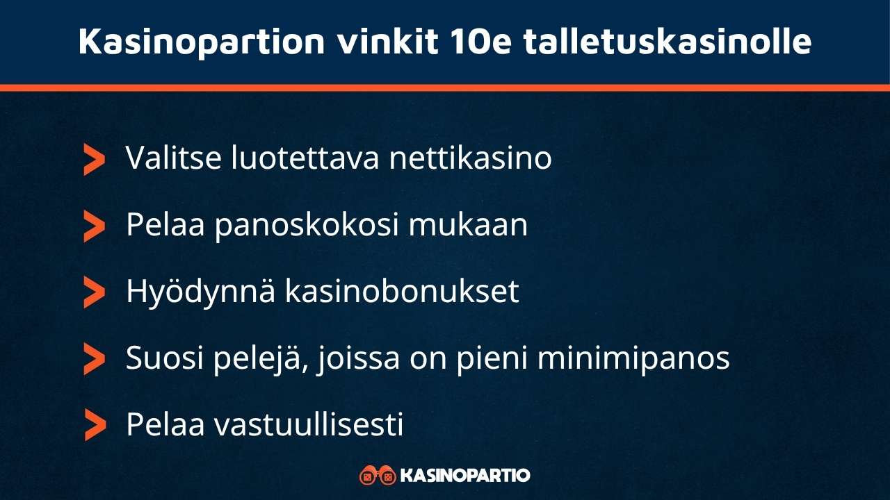 kasinopartion vinkit