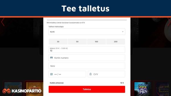 tee talletus 10 e talletuskasinolle