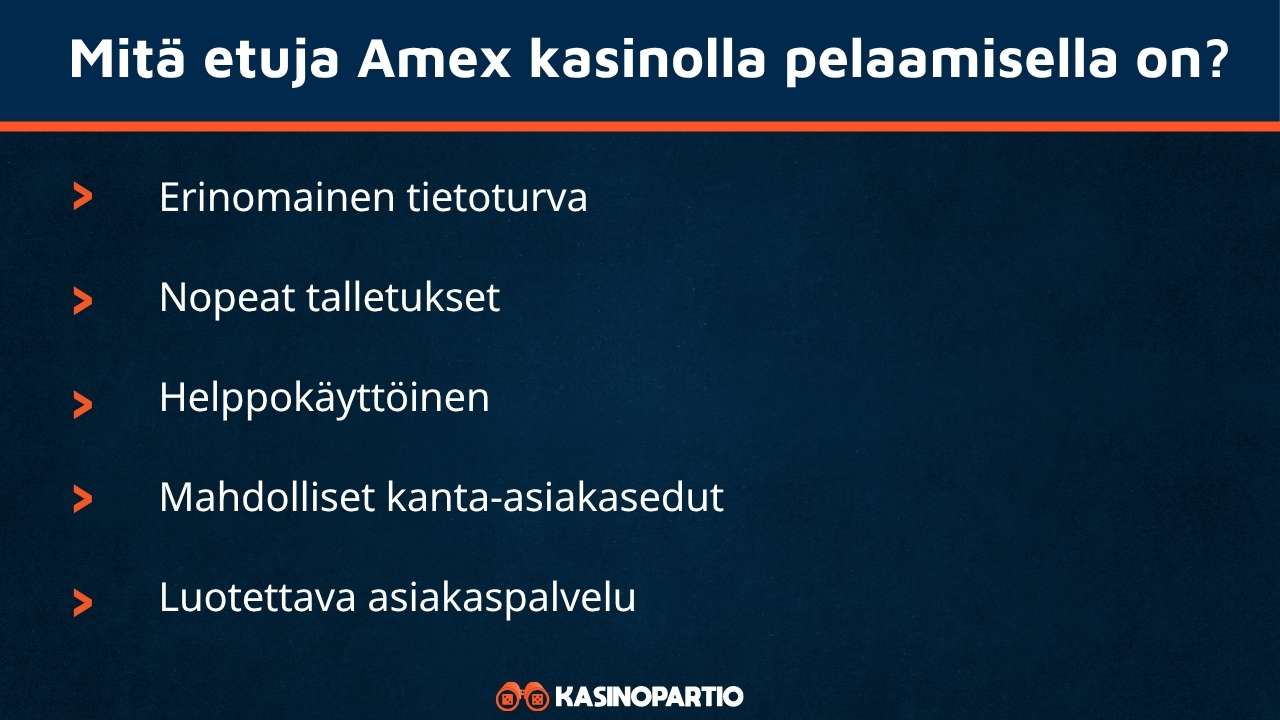 Mitä etuja Amex tarjoaa nettikasinoilla