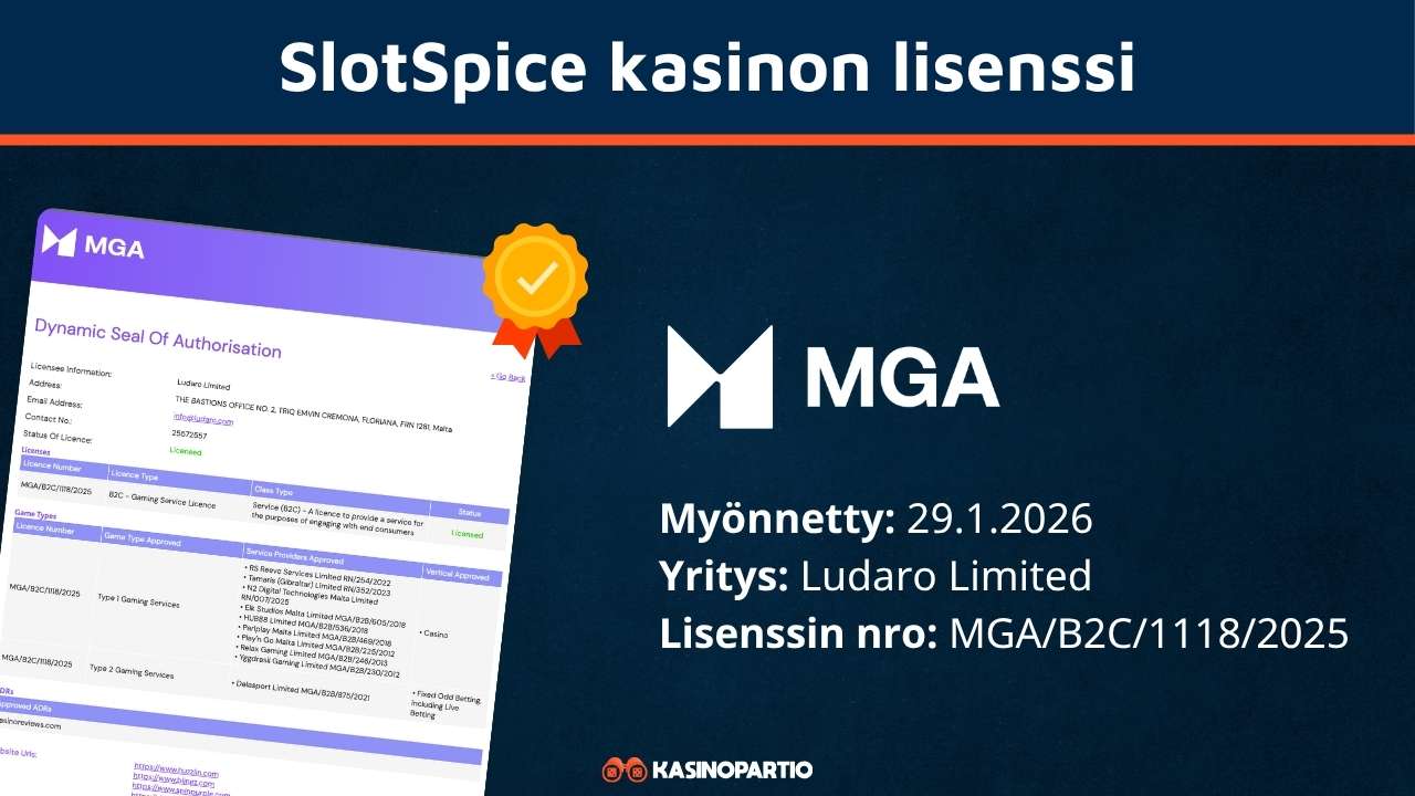 SlotSpice Casinon lisenssi