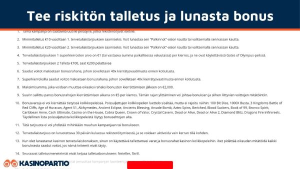 tee riskitön bonus talletus
