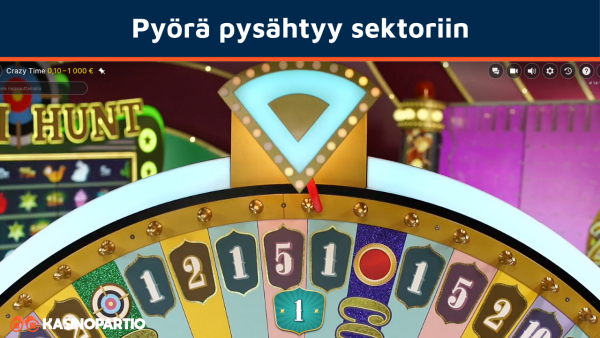 juontaja pyöräyttää crazy time pyörää