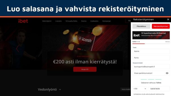 vahvista rekisteröityminen kasinolla ilman pankkitunnuksia