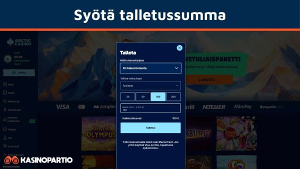 Syötä mobiilitalletussumma