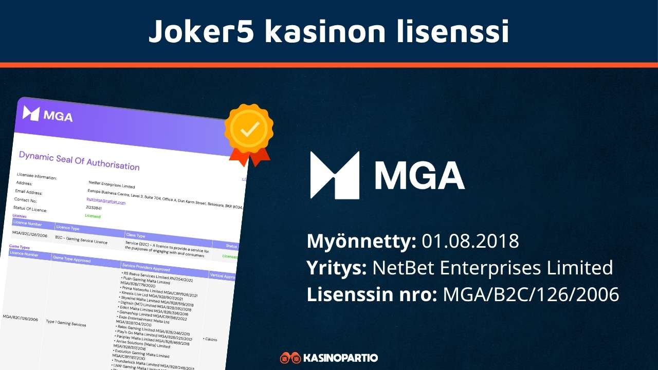 Joker5 kasinon lisenssi