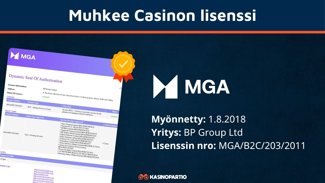 Muhkee kasinon lisenssi