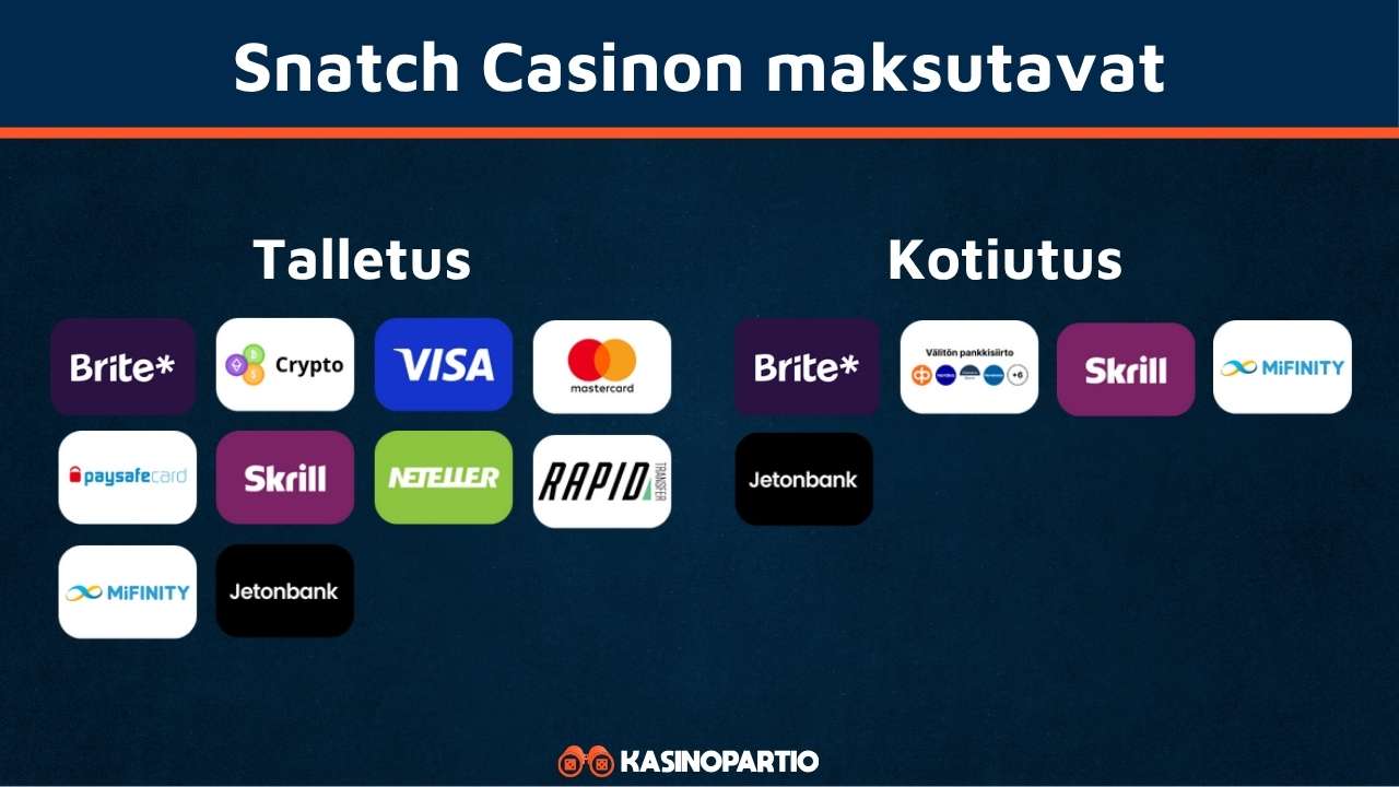 Snatch kasinon maksutavat