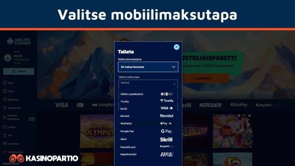 Valitse mobiilimaksutapa maksutapojen listalta