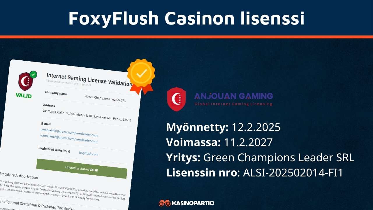 FoxyFlush kasinon lisenssi
