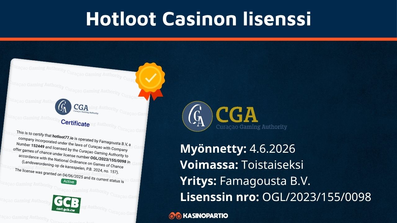 Hotloot Casinon lisenssi