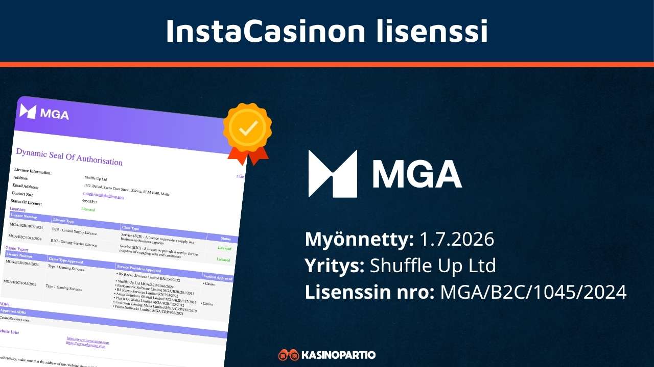 Insta kasinon lisenssi