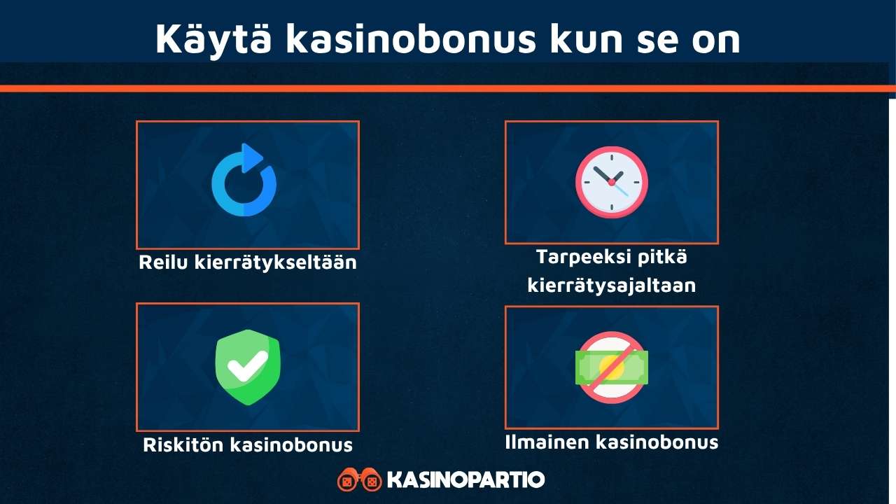 Käytä kasinobonukset näissä tapauksissa.