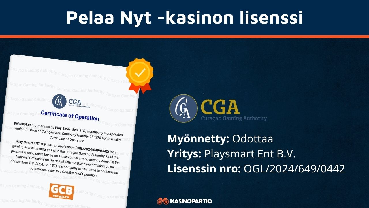 Pelaa Nyt Kasinon lisenssi