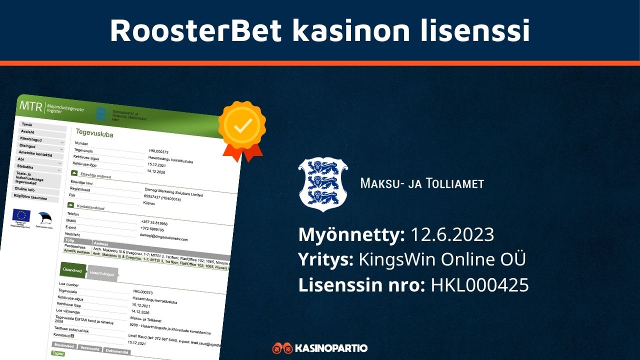 RoosterBetin pelivalikoima