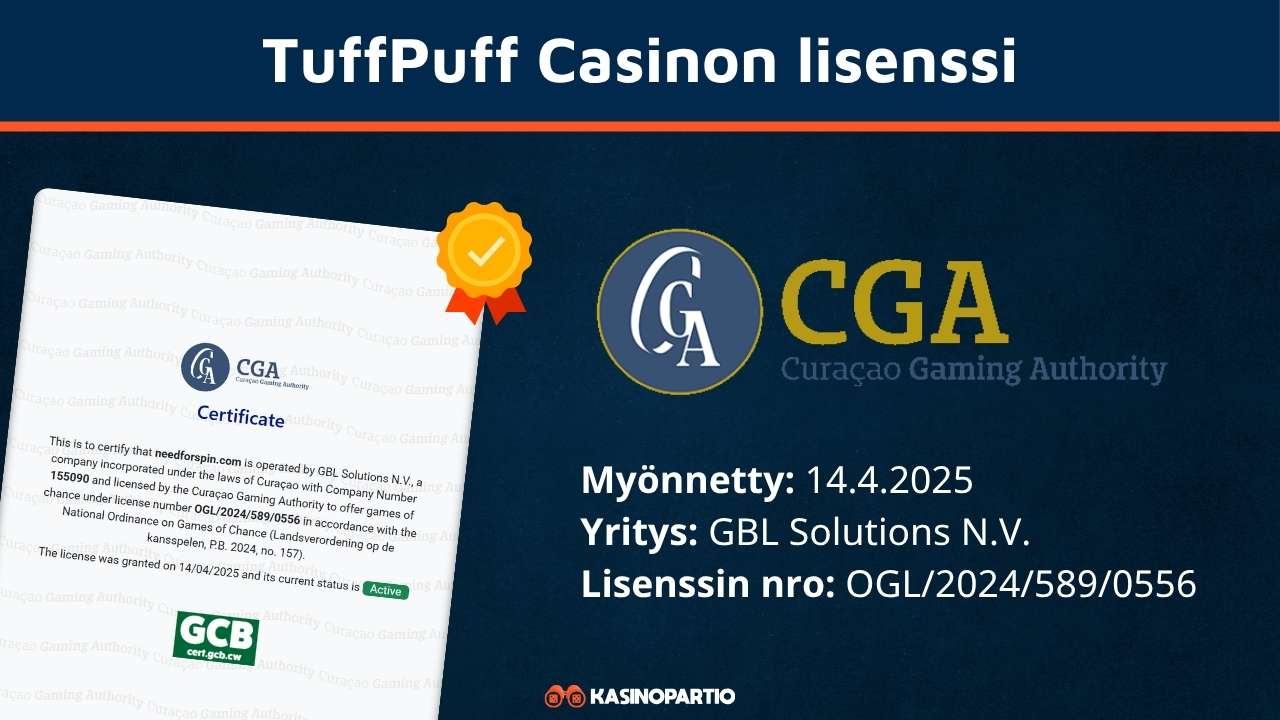 TuffPuff nettikasino lisenssi