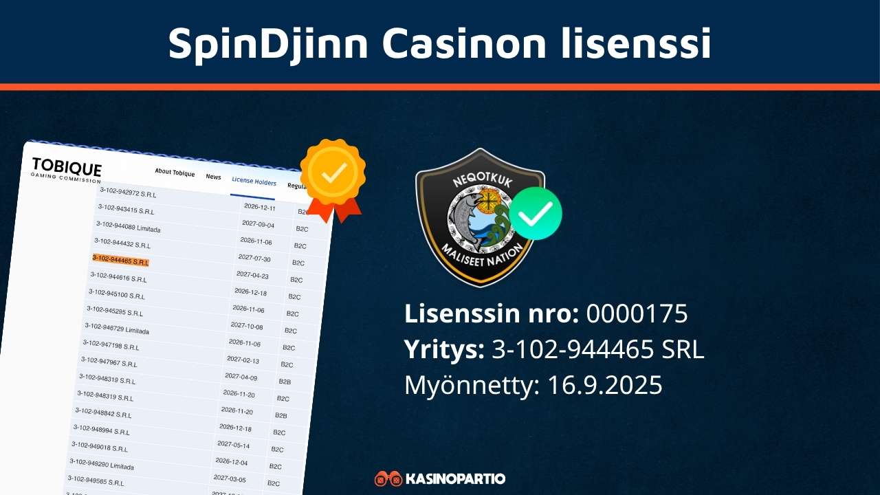 SpinDjinn kasinon lisenssi