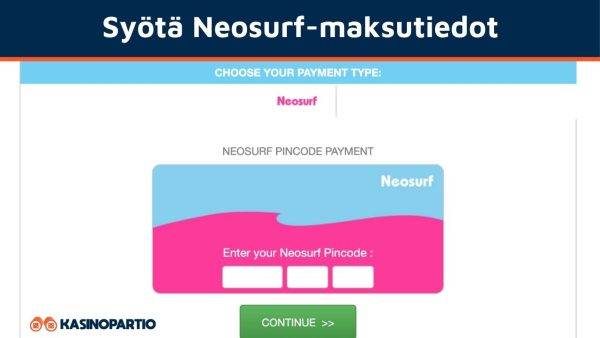 Syötä-Neosurf-maksutiedot