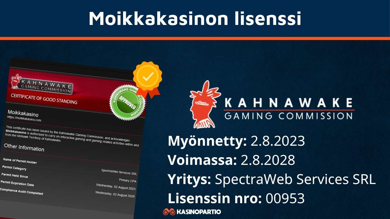 Moikkakasino lisenssi