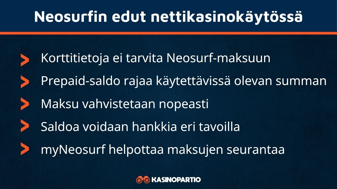 neosurf kasinojen edut