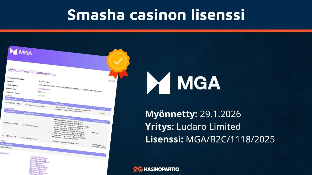 Smasha kasinon lisenssi